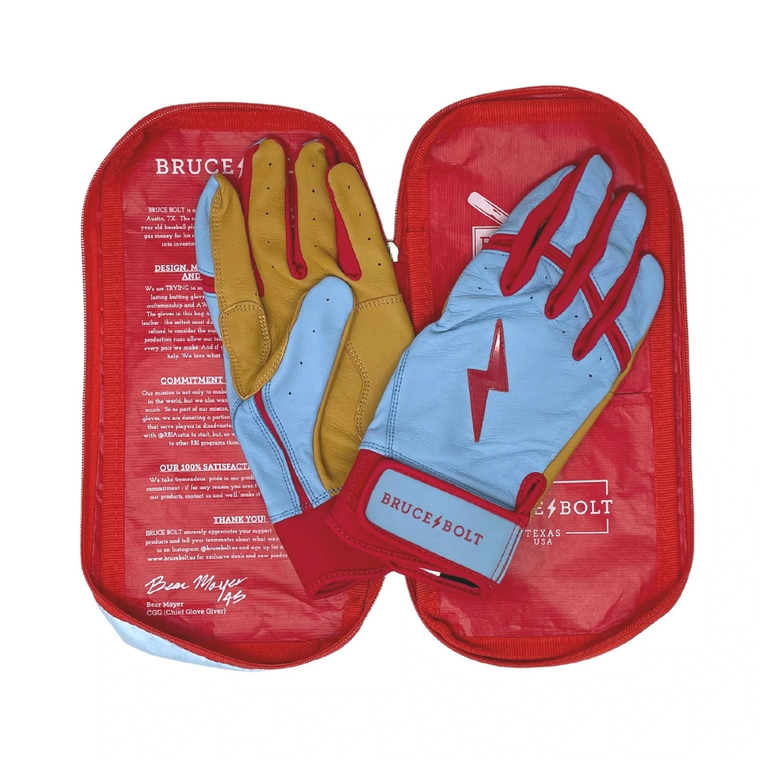 Bruce Bolt – BADER Series Youth Short Cuff Batting Gloves | BABY BLUE 4 Bruce Bolt – BADER Series Youth Short Cuff Batting Gloves | BABY BLUE - Image 2