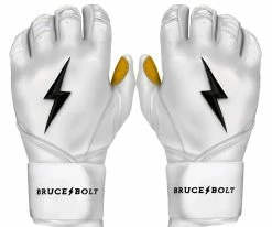 Bruce Bolt Batting Gloves – PREMIUM PRO Adult Long Cuff -Baseball Fantastic Store Long Cuff White 1