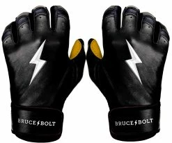 Bruce Bolt – PREMIUM PRO Adult Short Cuff Batting Gloves -Baseball Fantastic Store Short Cuff Black 1