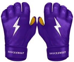 Bruce Bolt – PREMIUM PRO Adult Short Cuff Batting Gloves -Baseball Fantastic Store Short Cuff Purple 1